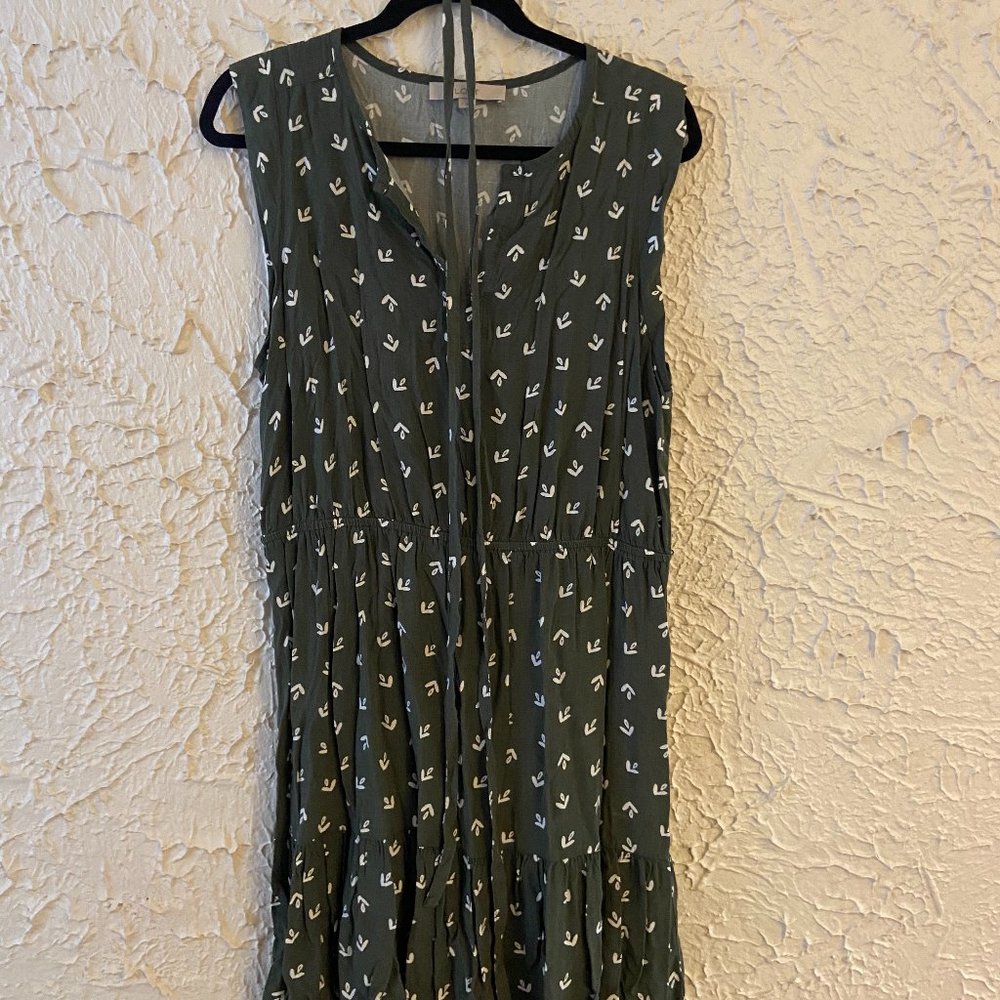 LOFT green and white dress